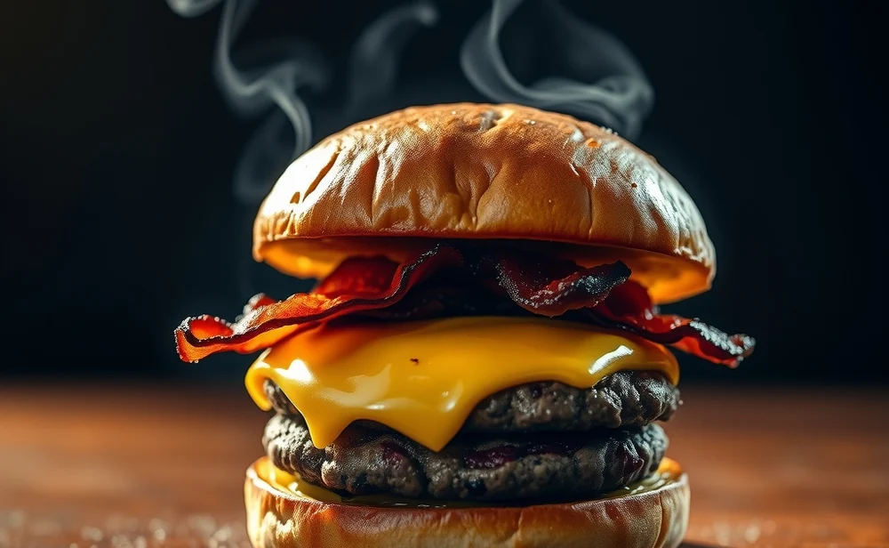 スモークベーコンのスマッシュバーガー